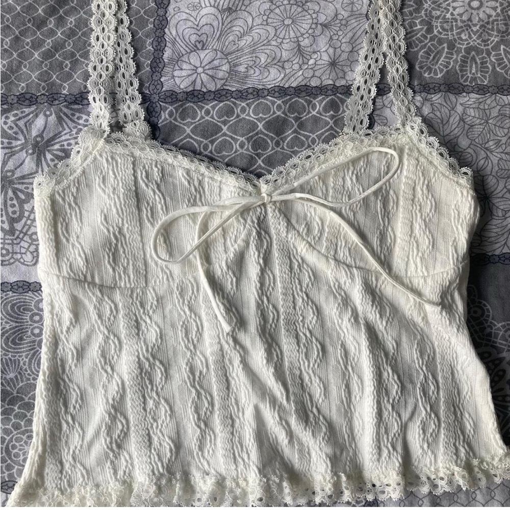 Edikted White Lace Trim Tank Top